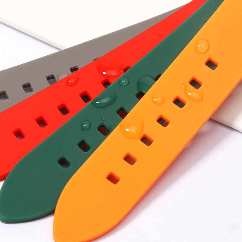 Universal Curved End Silicone Bracelet Waterproof Watch Band Strap 18mm-24mm gallery