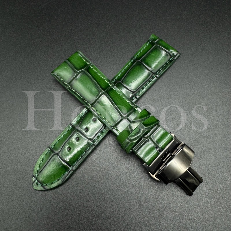 18 20 22 MM Leather Alligator Vintage Watch Strap Band Clasp Fits for Rolex GN gallery