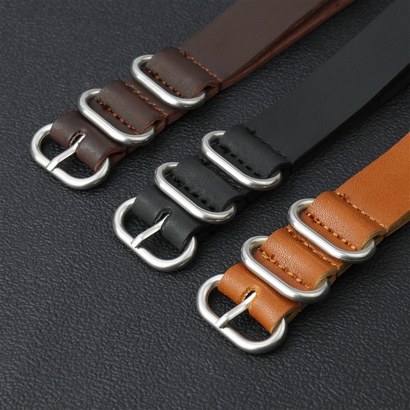 High Quality Retro Leather Watch Straps 18 20 22mm Mens One Piece Band Universal gallery