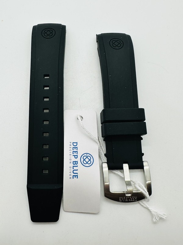 Deep Blue CUSTOM FIT Black Silicon strap 22mm