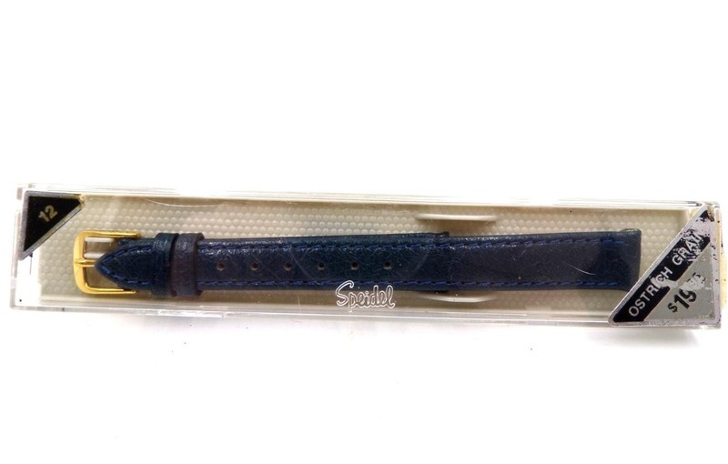 NOS Speidel 12mm/R Blue Ostrich Grain Leather Watch Band Strap 340-430 (B210) gallery