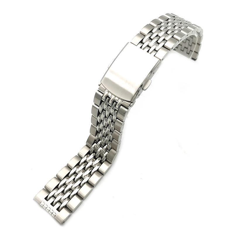 Solid Stainless Steel Watch Band Watch Straps Beads of Rice Bracelet 20 22mm gallery
