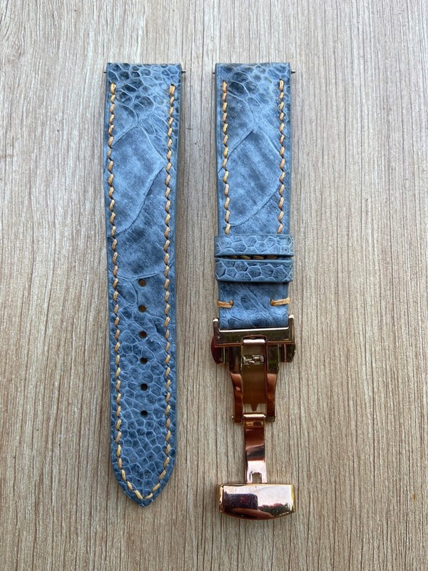 Gray Ostrich Leather Watch Strap Band, Size 18mm 19mm 20mm 21mm 22mm 24mm 26mm gallery