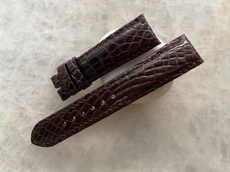 21mm/18mm Dark Brown Alligator Crocodile Print Leather Watch Strap Band