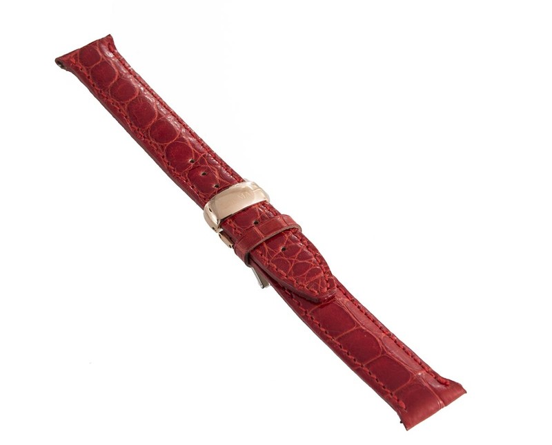LOCMAN Men’s 17mm Red Alligator Leather Watch Band Strap W/ Rose Gold Buckle