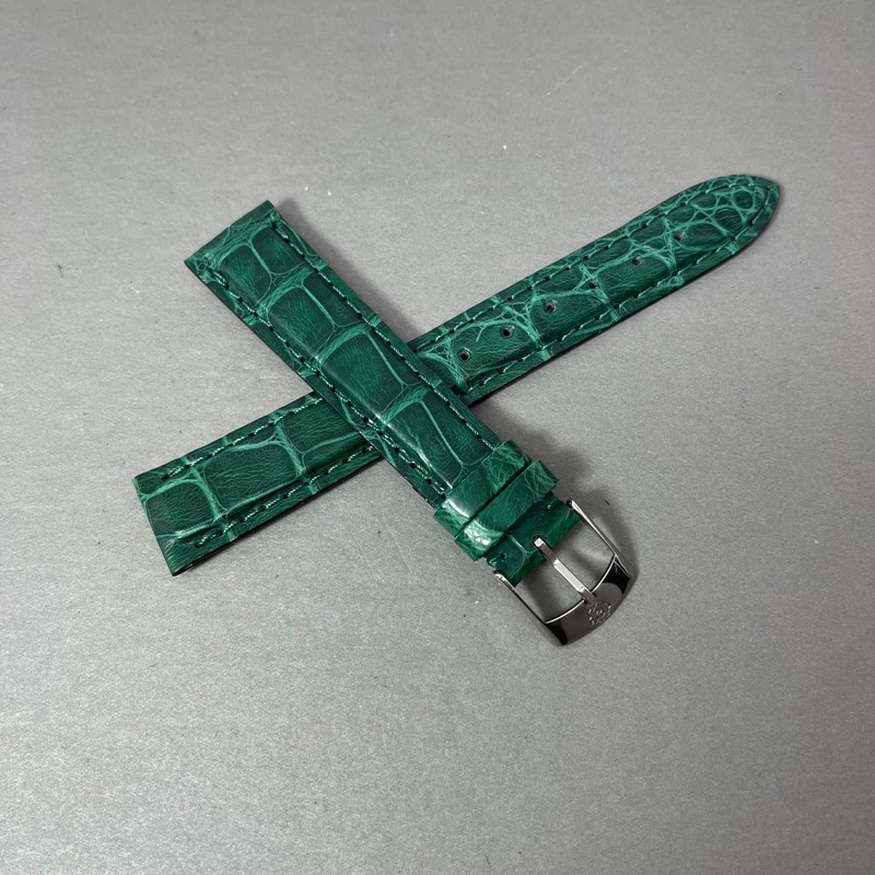 Genuine American Alligator Watch Band Strap Hand Crafted in Italy 17mm Emerald