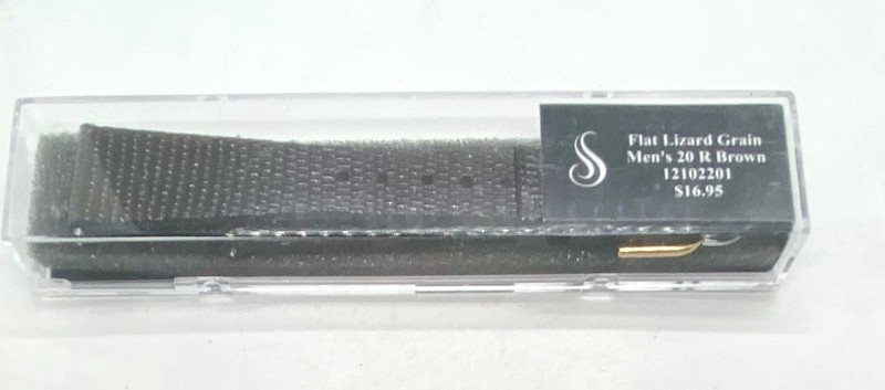 NEW STULLER Brown Flat Lizard GRAIN Watch Band 20mm Lugs Silver And Gold Buckles