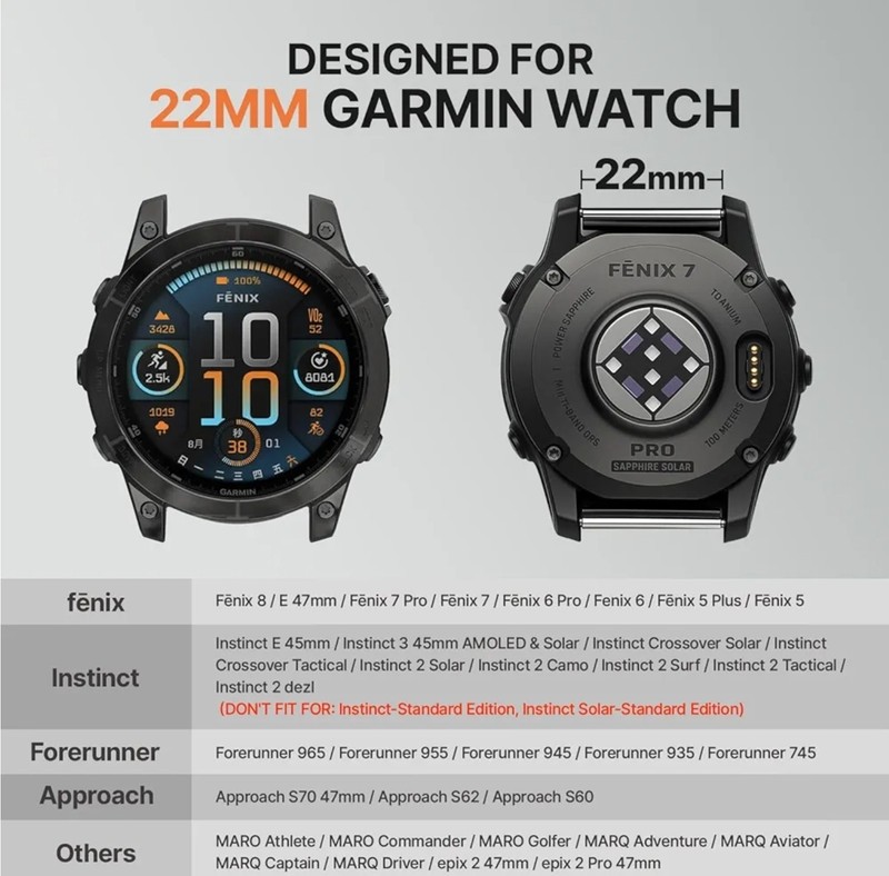 For Garmin Instinct 2 Watch Band 22mm Quick Fit Rugged Nylon Fenix 8 E 47mm/7 6 gallery