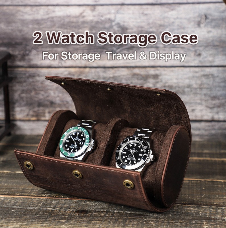 For 2 Watches Box Display Case Organizer Storage Mens Watch Holder Accessories gallery