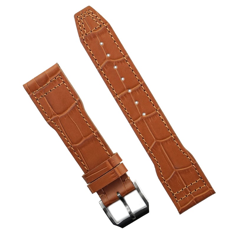 B & R Bands Honey Gator Leather Aviator Style Pilot Watch Band Strap 20mm 21mm