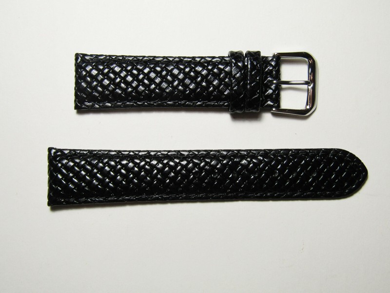 20mm Hadley-Roma MS843 Mens Black Braided Woven Leather Watch Band Strap gallery