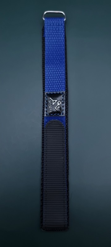 20mm ALPINE SPORT NYLON BLUE FABRIC ADJUSTABLE WATCH STRAP HOOK & LOOP..