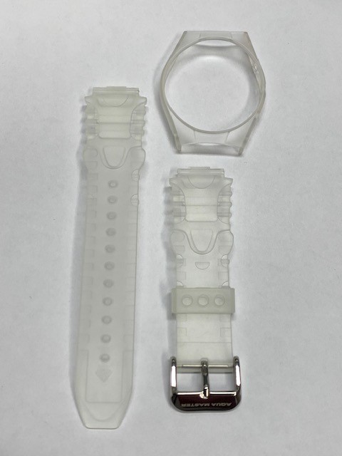 TRANSPARENT CLEAR JELLY AQUA MASTER STRAP FOR 1.0CTW DIAMOND AQUA MASTER WATCH