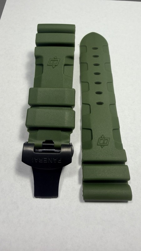 PAM 24mm Green Rubber Two-Piece Wristwatch Band Strap Black Clasp deployment