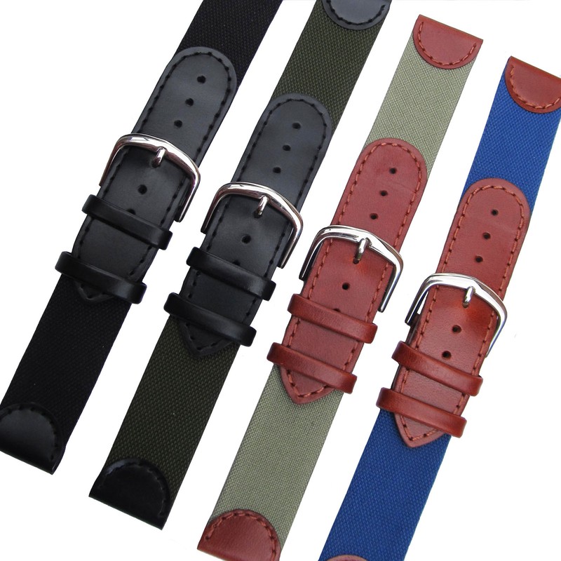 FABRIC/CANVAS & LEATHER WATCH STRAP – Military, Timex Expedition, Lorus 18, 20mm