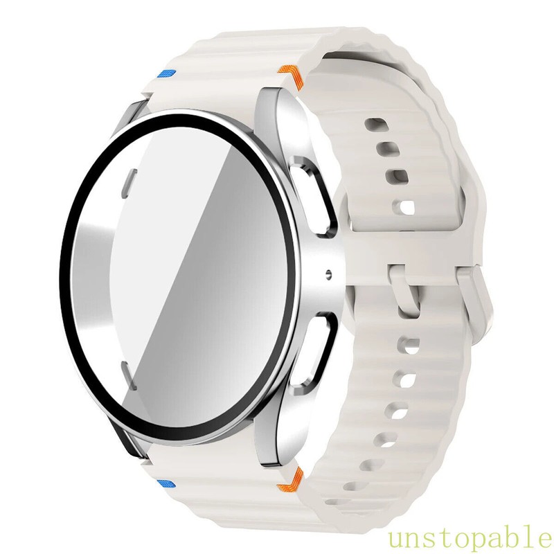 Silicone Band Strap+Glass Case Cover for Samsung Galaxy Watch 7/6/5/4/FE 40/44mm
