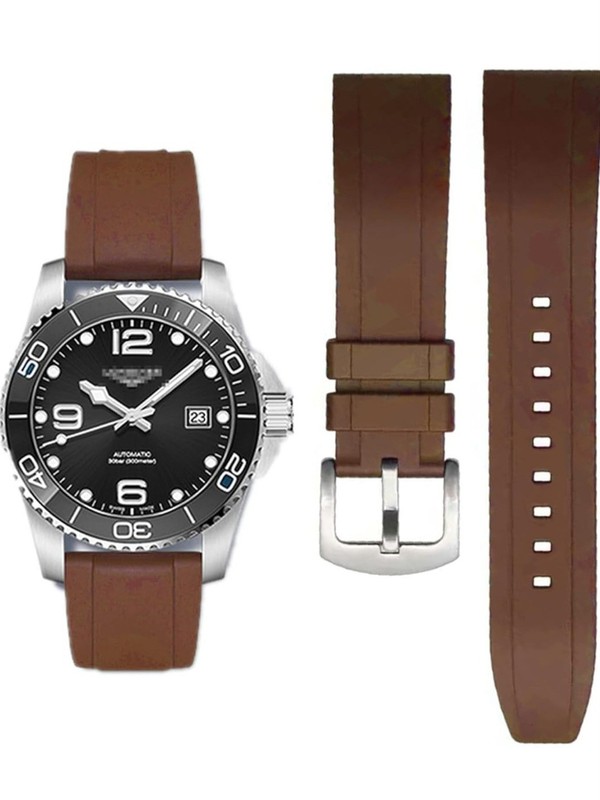 New 22mm FKM Brown Fluororubber Watch Band Rubber Dive Strap