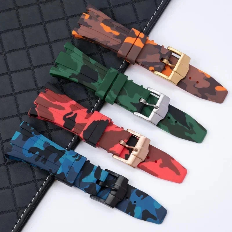 Camouflage Rubber Watch Strap 26mm for AP 15500 15400 26331 Transfer Watchband gallery