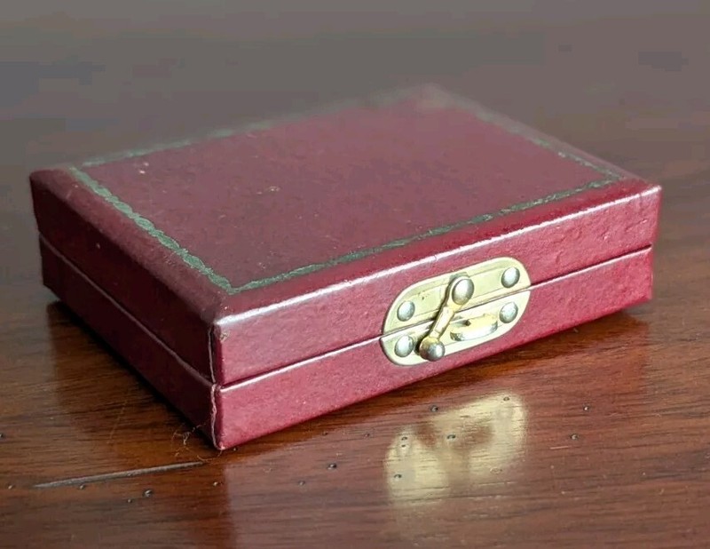 Vintage Bergh Bros USA Metal Watch Jewelry Box Small Red Gold