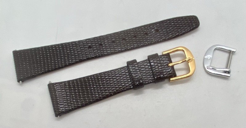 NEW STULLER Brown Flat Lizard GRAIN Watch Band 20mm Lugs Silver And Gold Buckles gallery