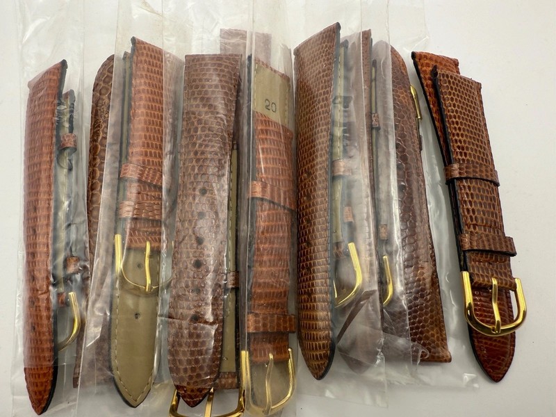 LIZARD STRAP 20MM LOT OF 10 WRIST WATCH STRAPS HONEY NEW WHOLESALE LOT (45) gallery