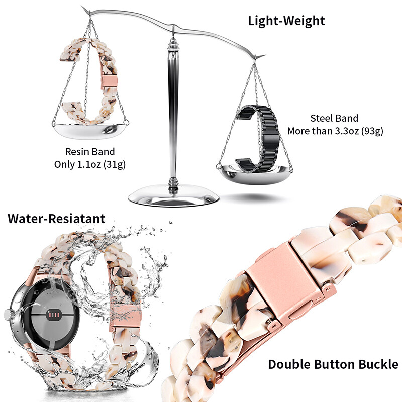For Google Pixel Watch 1 2 Band Rhombic Resin Stainless Steel Watch Band Strap gallery