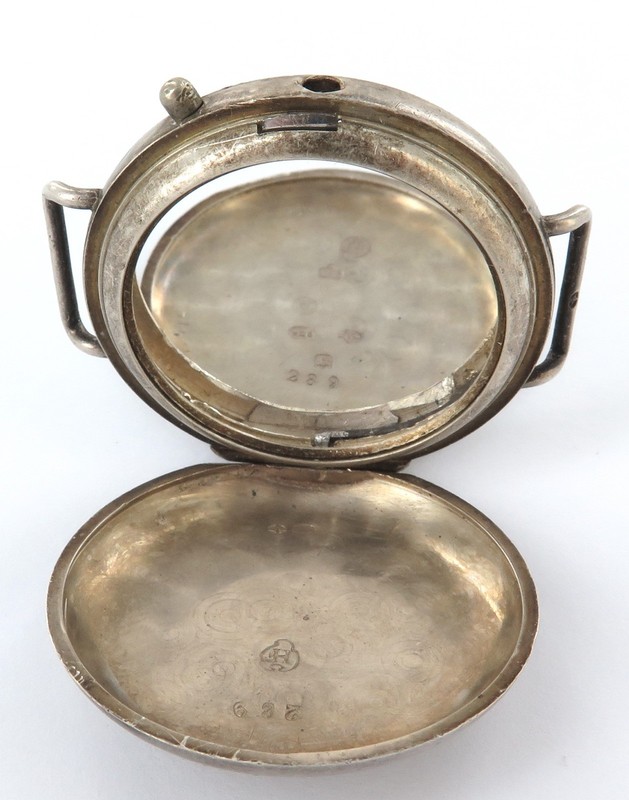 1917 WW1 Huguenin Frères Sterling Silver Trench Watch Case. gallery