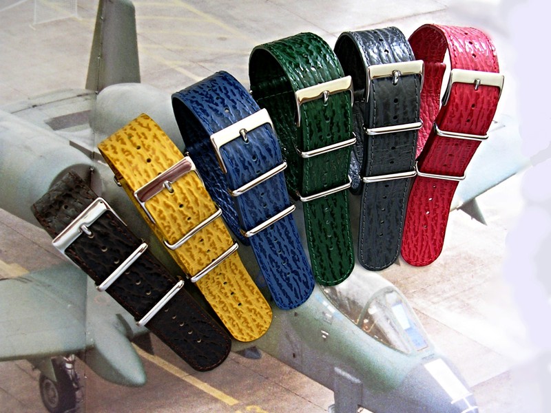 NATO G10 ® Shark skin calf Leather watch band strap Military RAF Pilot IW SUISSE