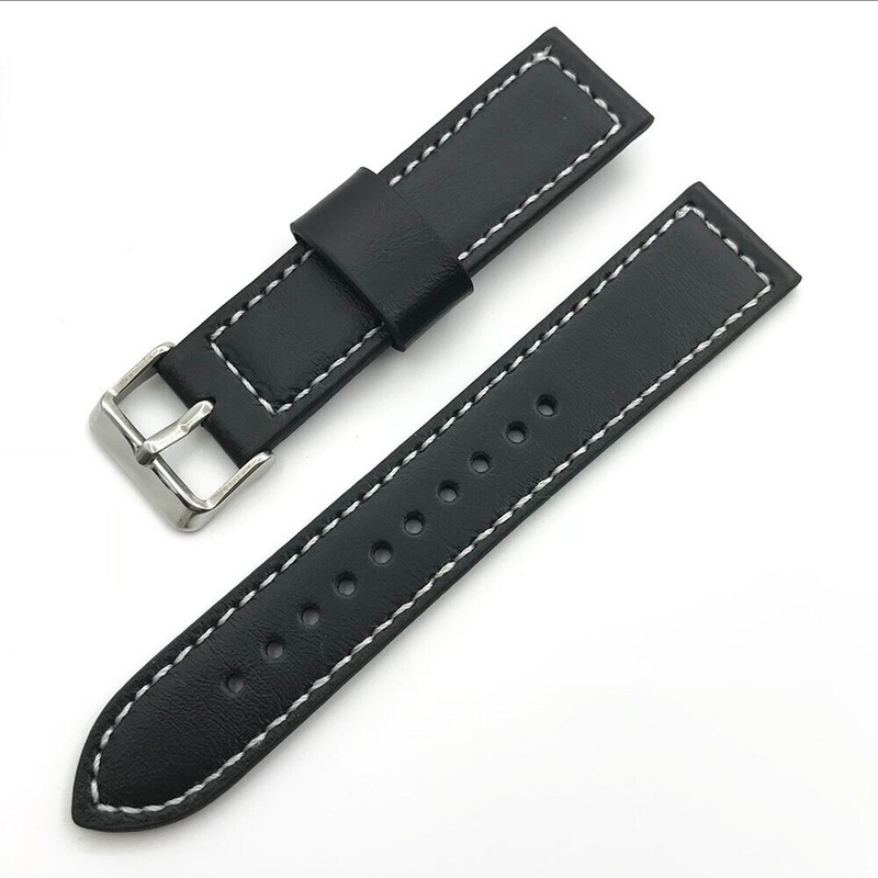 High Quality Genuine Leather Soft Watch Strap Pin Buckle Band Mens 18/20/22/24mm gallery
