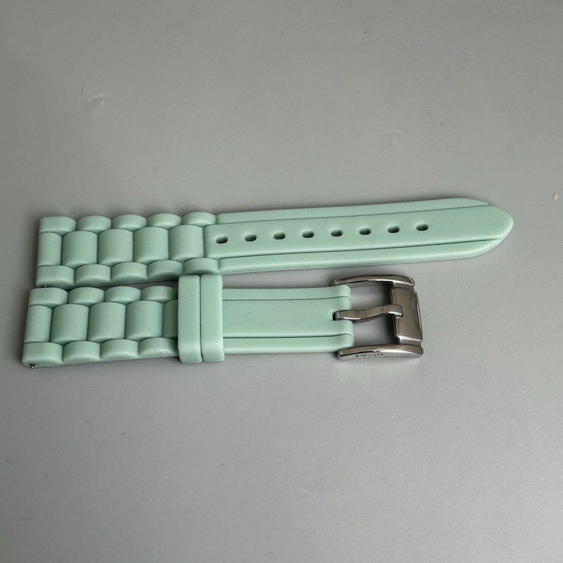 Fossil Strap Green 18mm Silicone Silver Buckle Genuine Original Spring Release