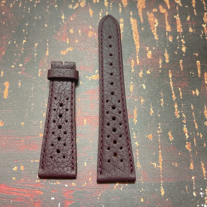 Bordeaux 22mm vintage rally strap NOS 1960s rare size and color racing band gallery