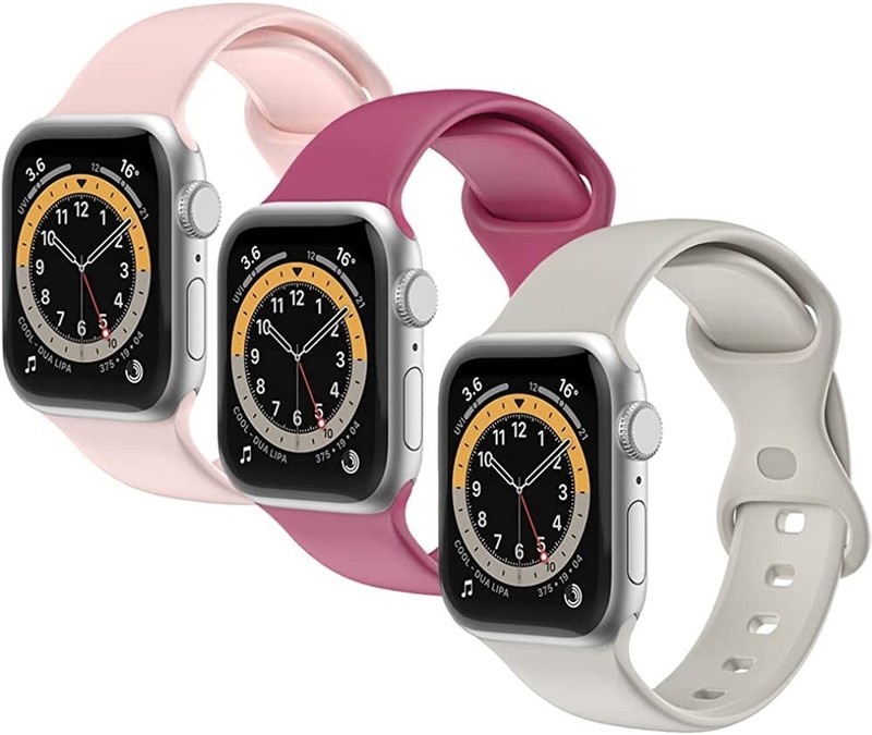 For iWatch Series 9/8/7/6/5/4/3/2/1/SE 38/40/41MM Silicone Bands Strap, 3 Pack