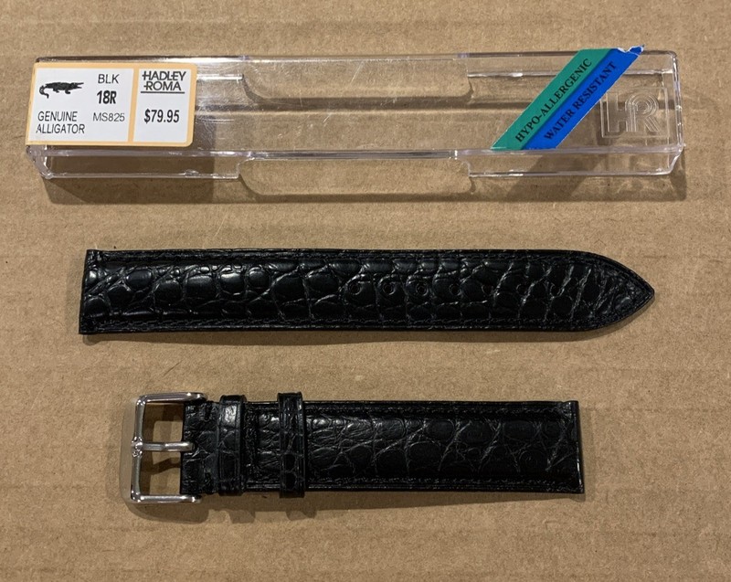 Hadley Roma Mens Genuine Matte Alligator Watch Band Strap Regular Length – Black