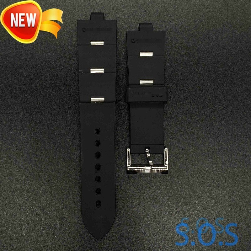 8mm x 24mm Silicone Rubber Watch Strap Band For Bvlgari Diagono with Tool Black gallery