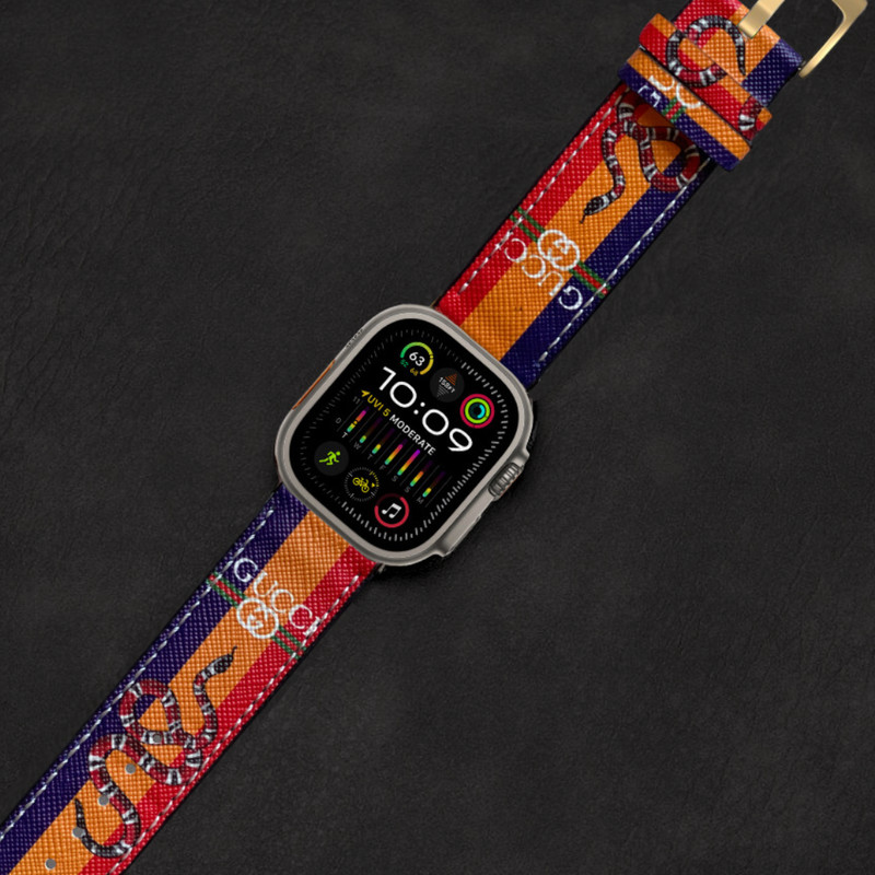 DESIGNER Apple watch band strap series 1 2 3 4 5 6 7 8 9 SE ULTRA 1 2 G G RED BL gallery