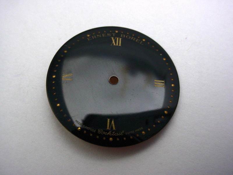 Mens Black Vintage Ernest Borel Cocktail Watch Dial for Kaleidoscope 27.5mm NOS