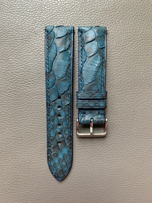 Dark blue Genuine Snake Leather Skin watch strap band, Custom Sizes 10mm to 26mm gallery