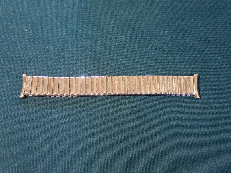 Vintage Spiedel Mens Stretch Watchband Curved Stainless Steel Bottom Caps 19mm