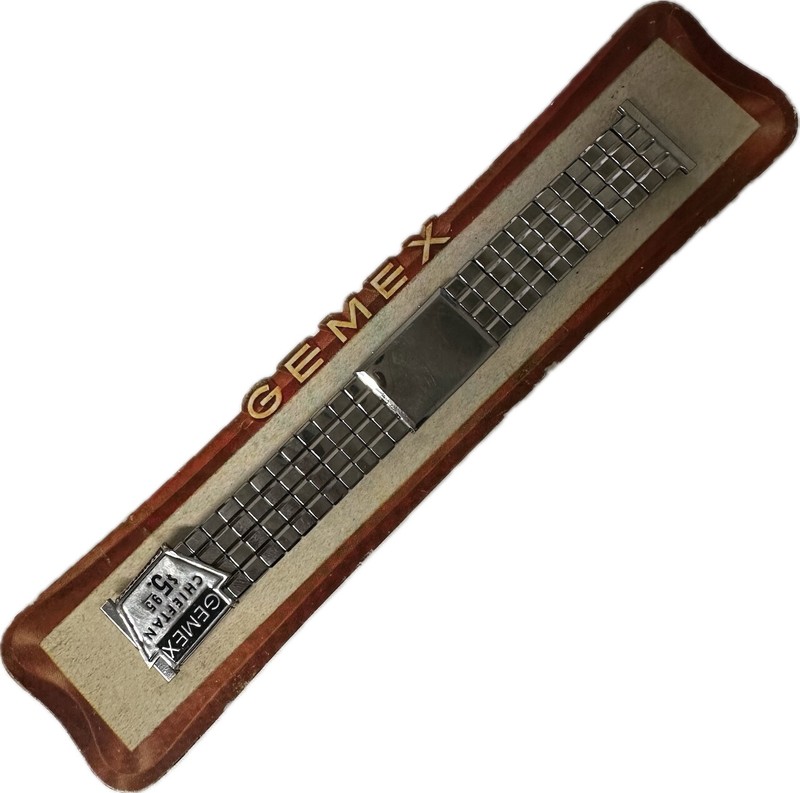 Vintage 19mm Gemex Men’s Wristwatch Band Steel Cheiftan USA w/ Packaging