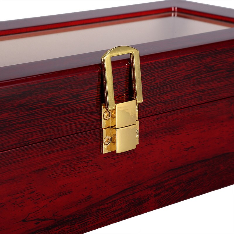 3/6/10/12 Slot Wooden Watch Box Glass Lid Jewelry Organizer Display Case Gift gallery