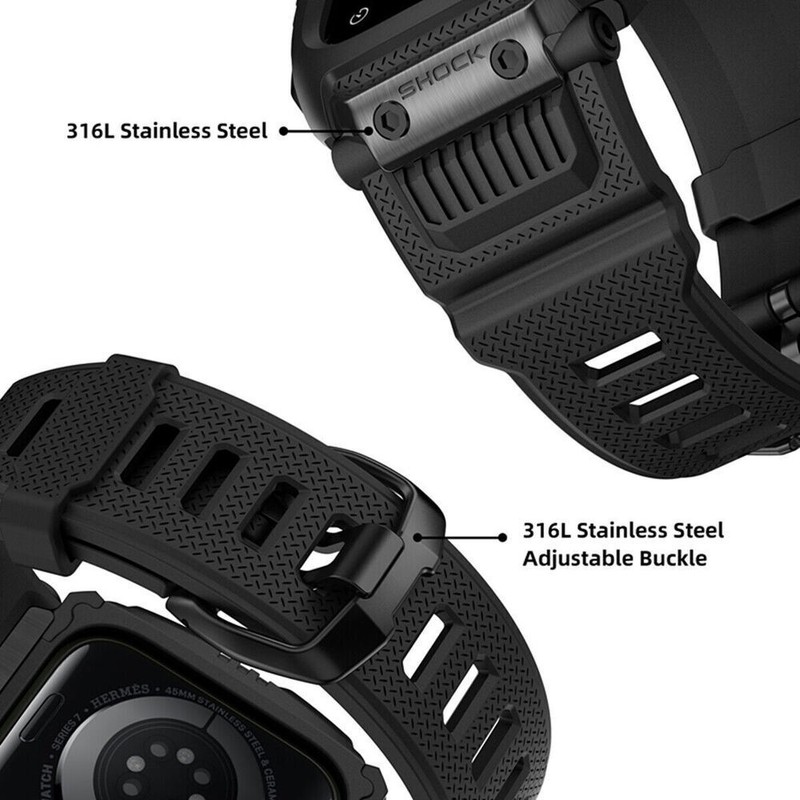 Military iWatch Band Strap+Rugged Case For Apple Watch Series 8 7 6 5 4 3 2 1 SE gallery