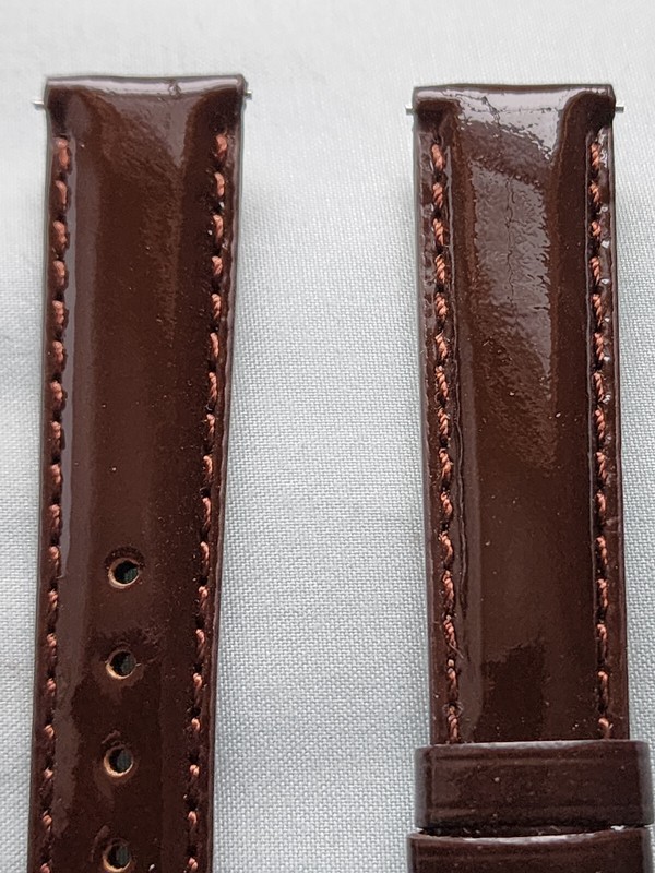 16mm Brown Patent Shiny Genuine Leather Interchangeable Watch Band Fits Michele