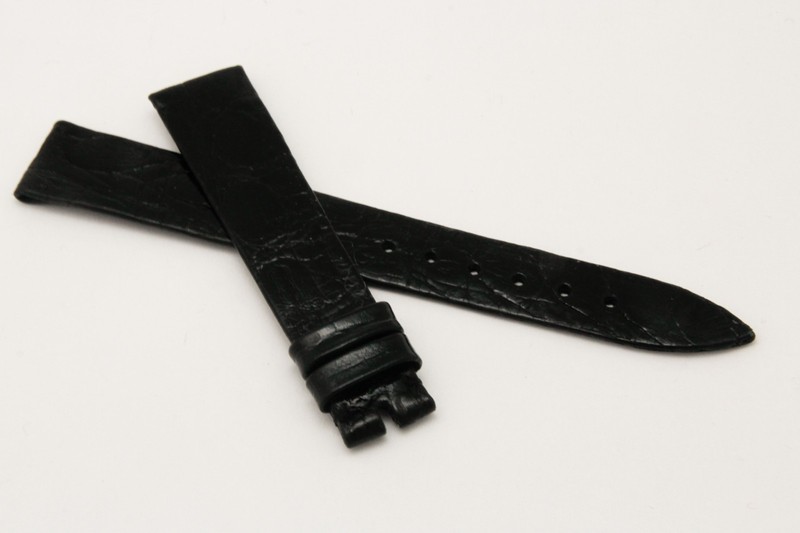 OEM CORUM 16/14mm Black Genuine Crocodile Leather Watch Strap No Buckle