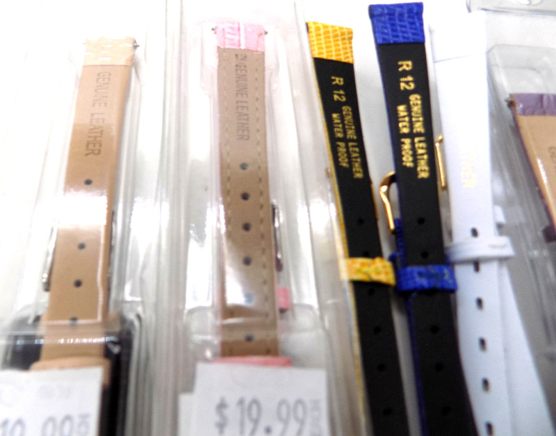 Lot of 10 New 12mm Watch Bands Leather Timex Pink Blue Yellow White Red New gallery