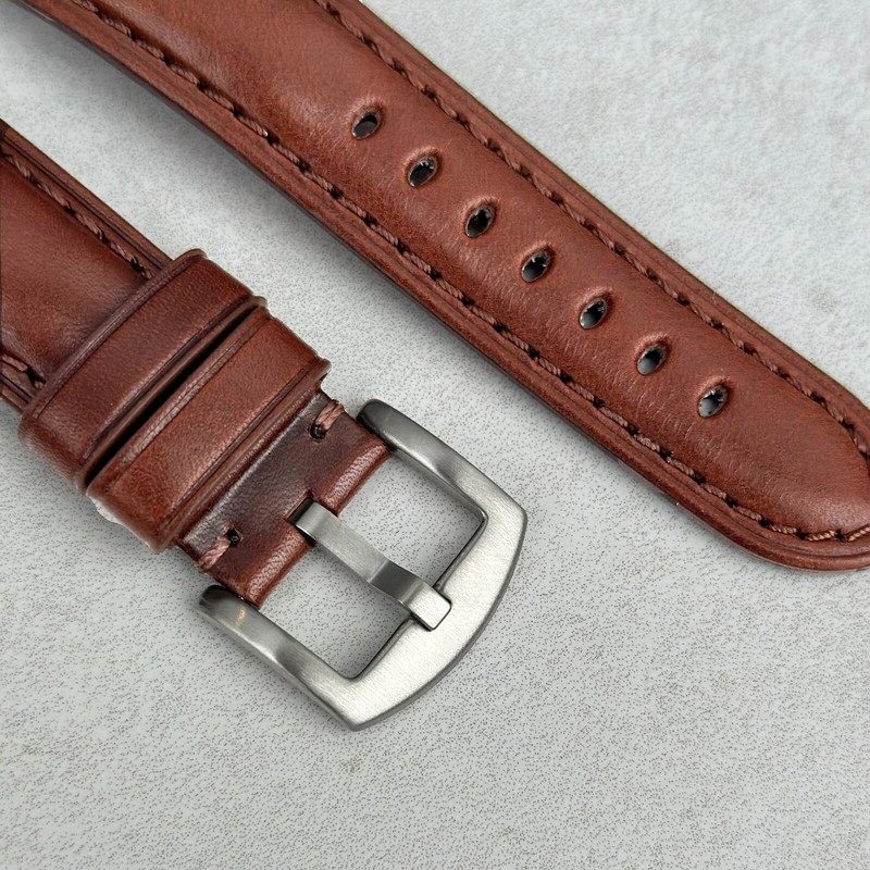 Chestnut Brown Vegetable Tan Full Grain Leather Watch Strap 18mm,20mm,22mm,24mm gallery