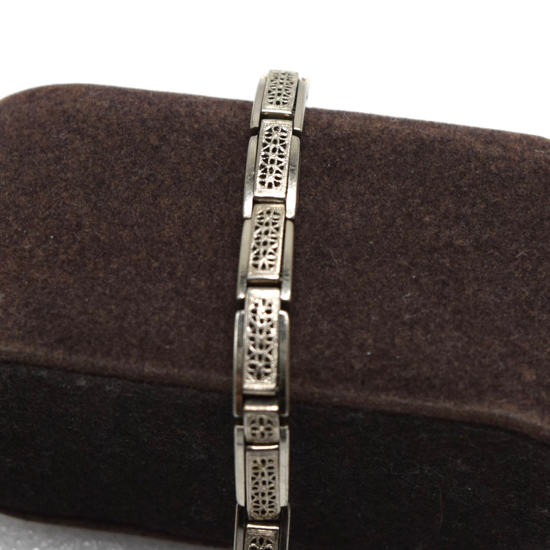 Antique Art Deco Genco Ladies Filigree White Gold Filled Expansion Watch Band gallery