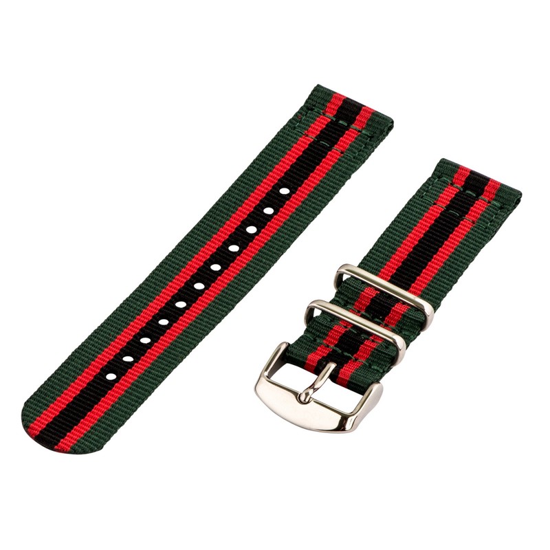 2-Piece Classic Striped Military Nylon Replacement Watch Band Strap
