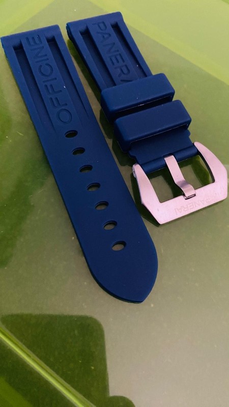 24mm Officine Panerai Navy Blue Rubber Silicone Strap Band With S/Steel Buckle
