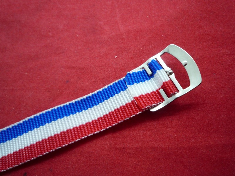18 mm Red White & Blue Nylon Fastening 1 piece Sports Watch Strap 18mm gallery