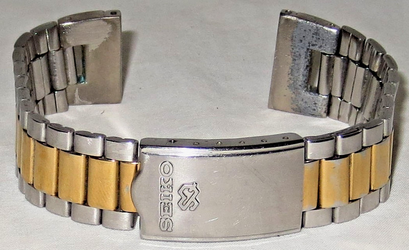 Vintage 21 mm Seiko SQ Oyster Watch Band Two-Tone Gold/Silver Deployment Japan
